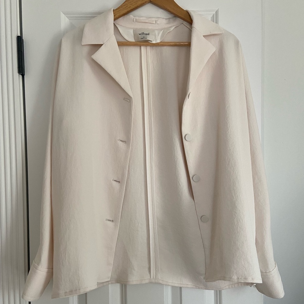 Aritzia Wilfred Birch Cream Shacket Japanese Crepe